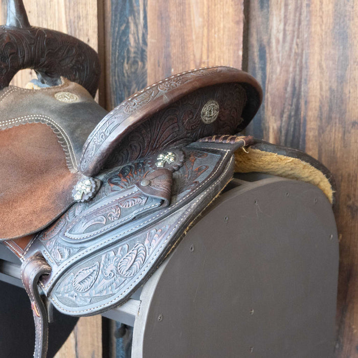 13.5" USED DOUBLE J LYNN MCKENZIE BARREL SADDLE Saddles - Used DOUBLE J SADDLERY