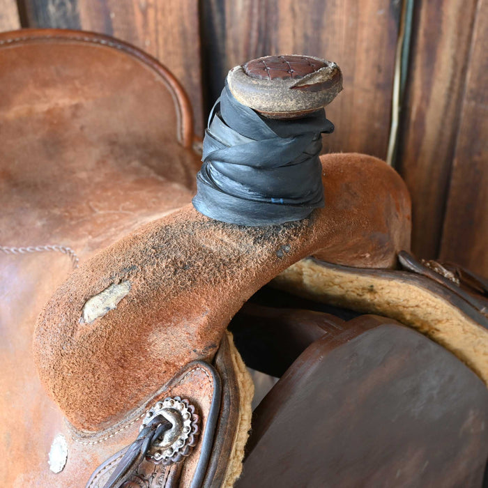 15.5" USED DAVID HASLERIG TEAM ROPING SADDLE