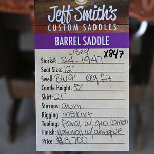 12" USED JEFF SMITH C3 BARREL SADDLE Saddles Jeff Smith   