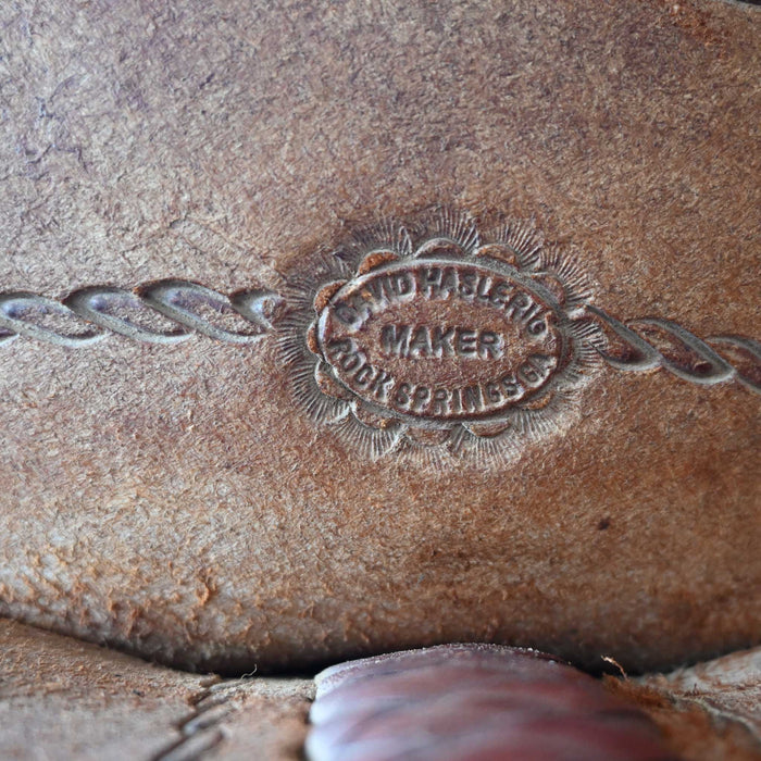 15.5" USED DAVID HASLERIG TEAM ROPING SADDLE
