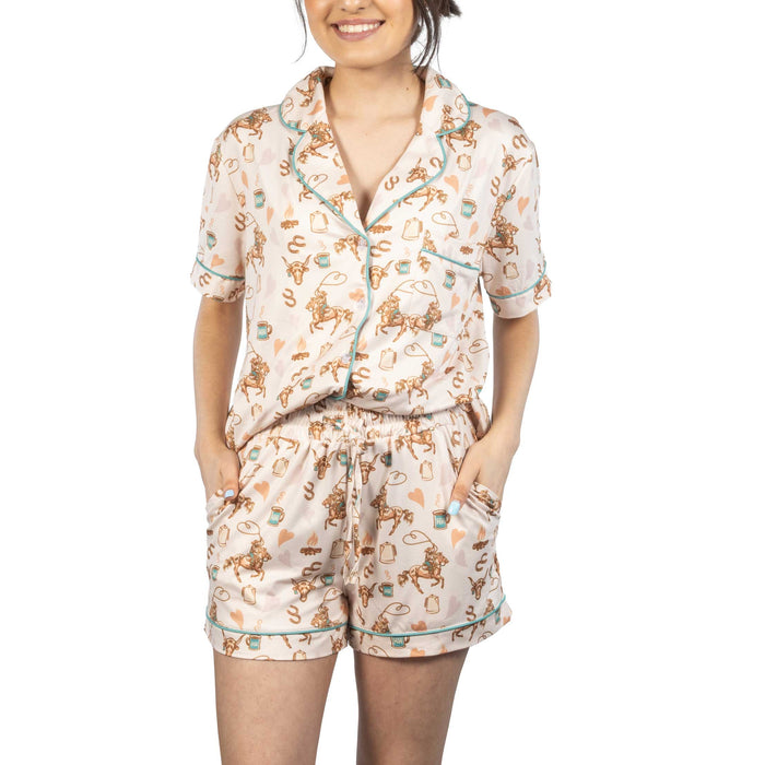 Howdy Hanny Coffee Cowgirl Pajama Set WOMEN - Clothing - Loungewear Howdy Hanny