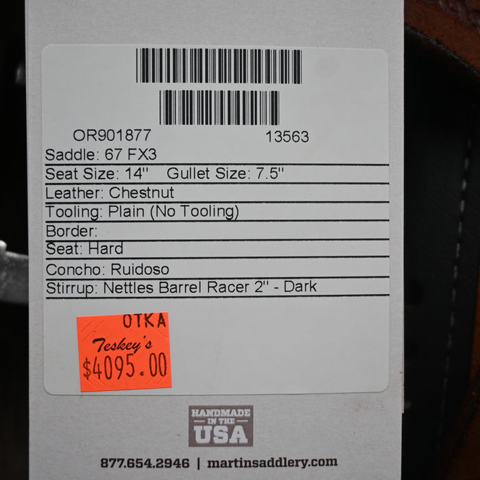 14" MARTIN FX3 BARREL SADDLE Saddles - New Martin Saddlery