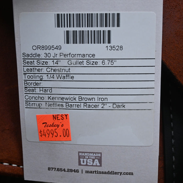 14" MARTIN JR. PERFORMANCE SADDLE Saddles - New Martin Saddlery
