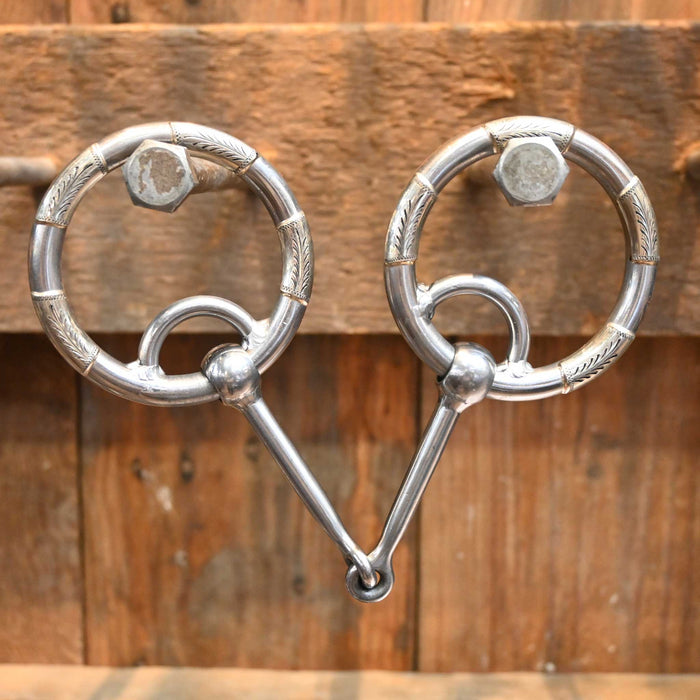 Ryan Edmonds Silver Mounted Locked O-Ring Smooth Straight Snaffle Bit