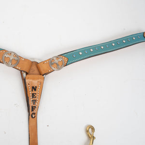 Used Teal Dimond Beaded Custom Breast Collar Sale Barn Teskey's