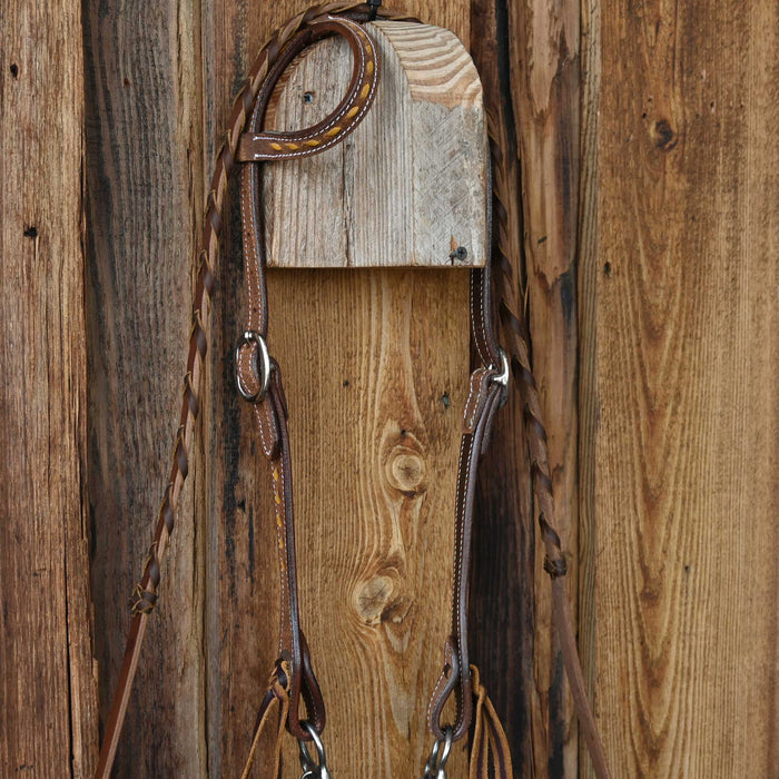 Ed Wright Smooth Snaffle Bridle Rig w/Single Ear Headstall