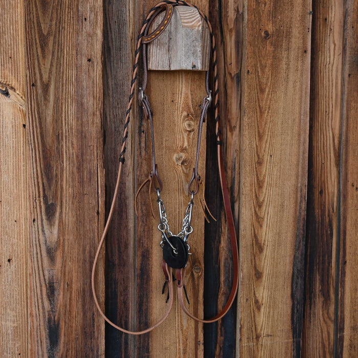 Ed Wright Smooth Snaffle Gag Bridle Rig w/Single Ear Headstall
