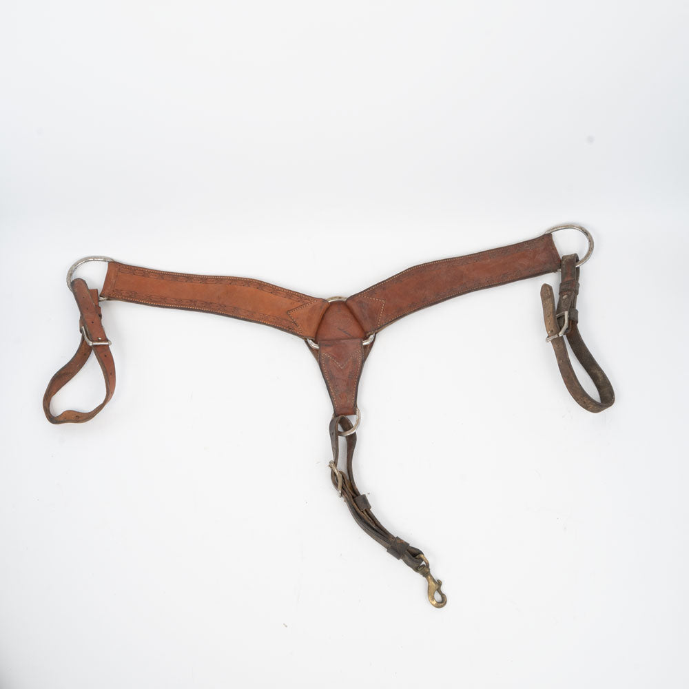 Used Teskey's Roping Breast Collar Border Tooled Sale Barn Teskey's