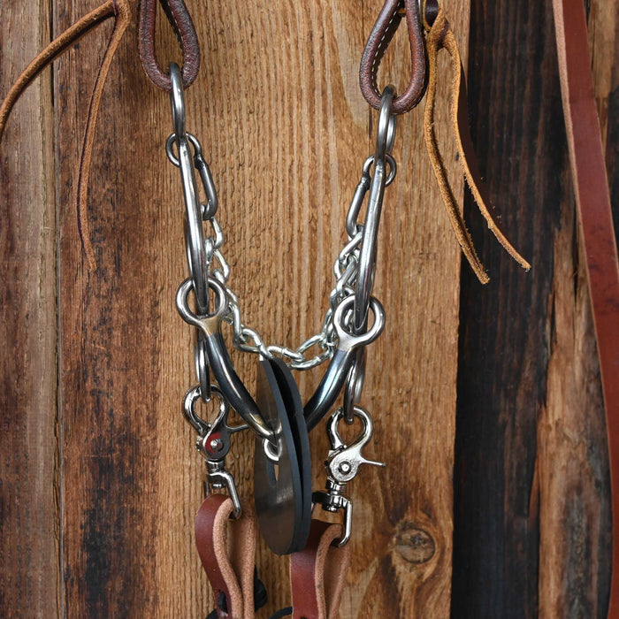 Ed Wright Smooth Snaffle Gag Bridle Rig w/Single Ear Headstall