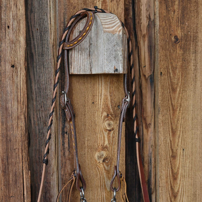 Ed Wright Smooth Snaffle Gag Bridle Rig w/Single Ear Headstall