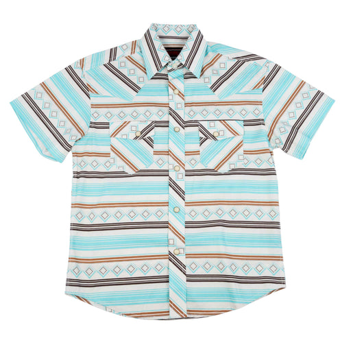 Rock & Roll Denim Boy's Teal Stripe Pearl Snap Shirt KIDS - Boys - Clothing - Shirts - Long Sleeve Shirts Panhandle
