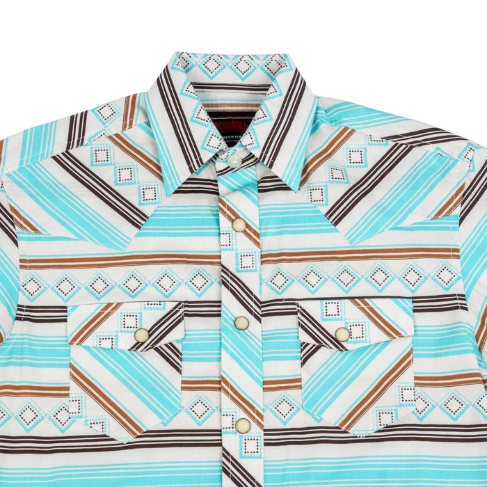 Rock & Roll Denim Boy's Teal Stripe Pearl Snap Shirt KIDS - Boys - Clothing - Shirts - Long Sleeve Shirts Panhandle