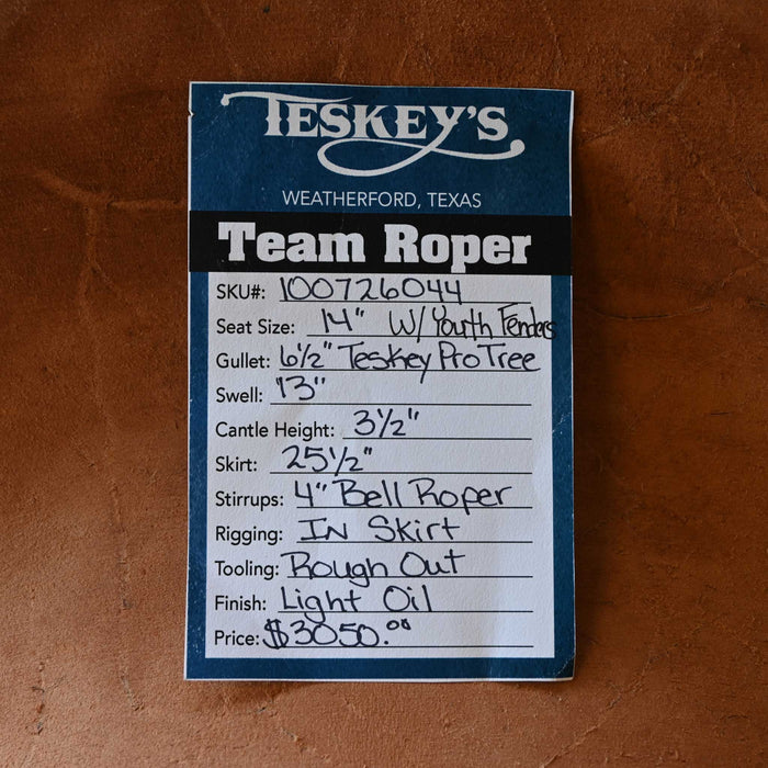 14" TESKEY'S YOUTH TEAM ROPING SADDLE Saddles - New Teskey's Saddlery