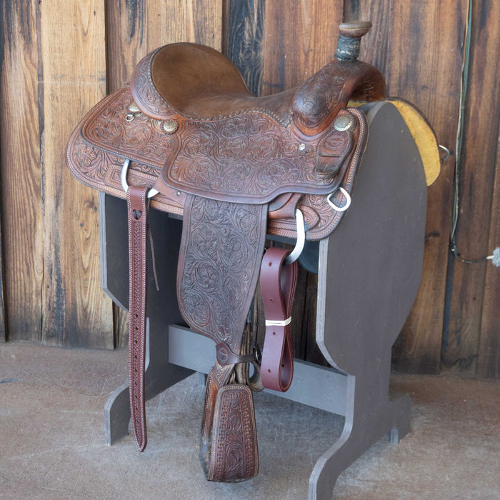15.5" USED TESKEY'S TEAM ROPING SADDLE