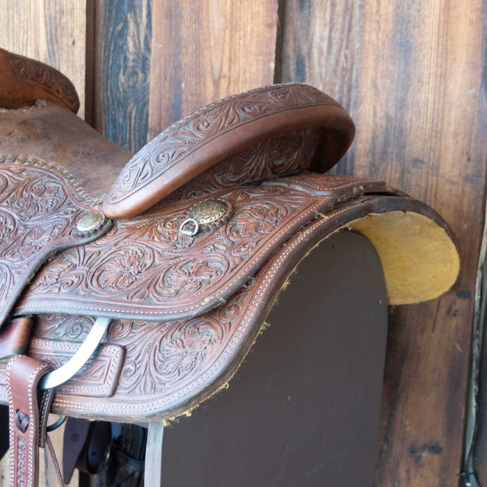 15.5" USED TESKEY'S TEAM ROPING SADDLE