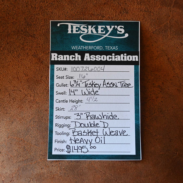 16" TESKEY'S RANCH ASSOCIATION SADDLE