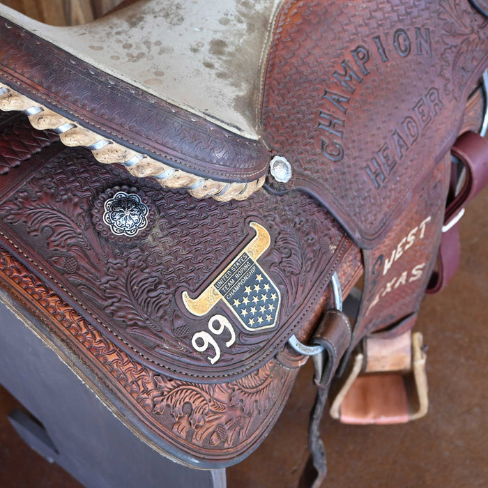 14.5" USED DALE MARTIN TEAM ROPING TROPHY SADDLE