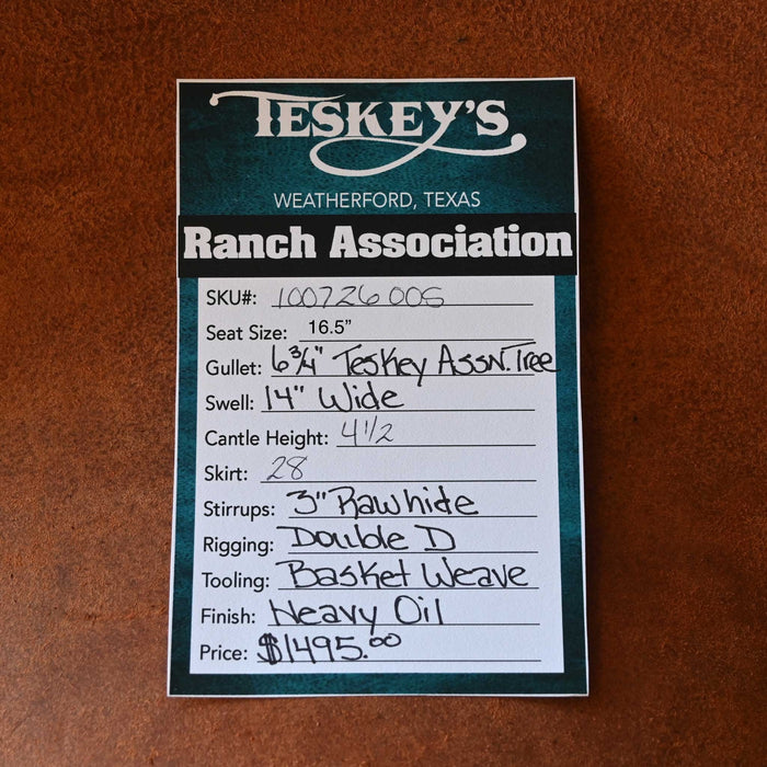 16.5" TESKEY'S RANCH ASSOCIATION SADDLE