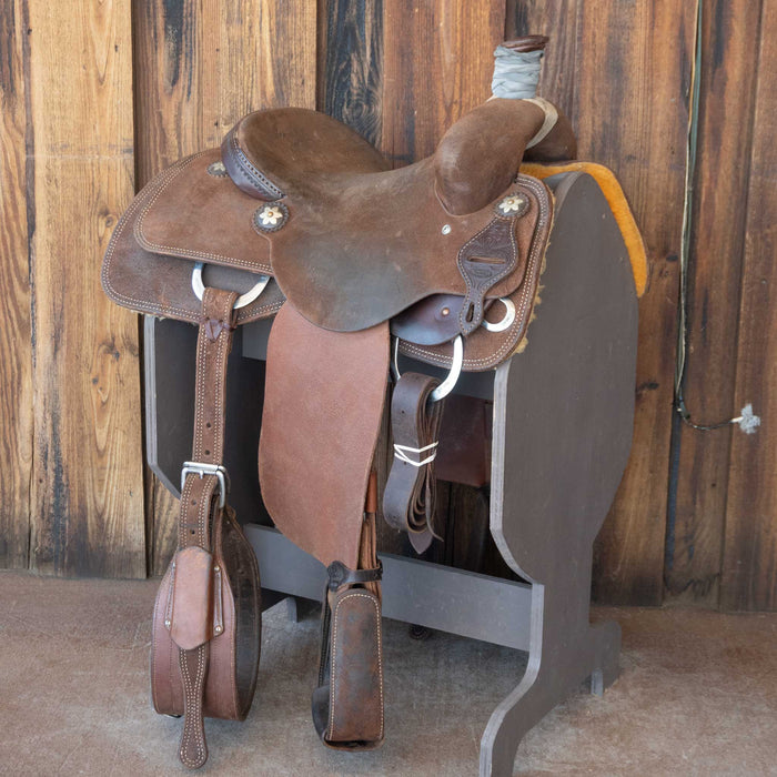 13.5" USED JEFF SMITH TEAM ROPING SADDLE
