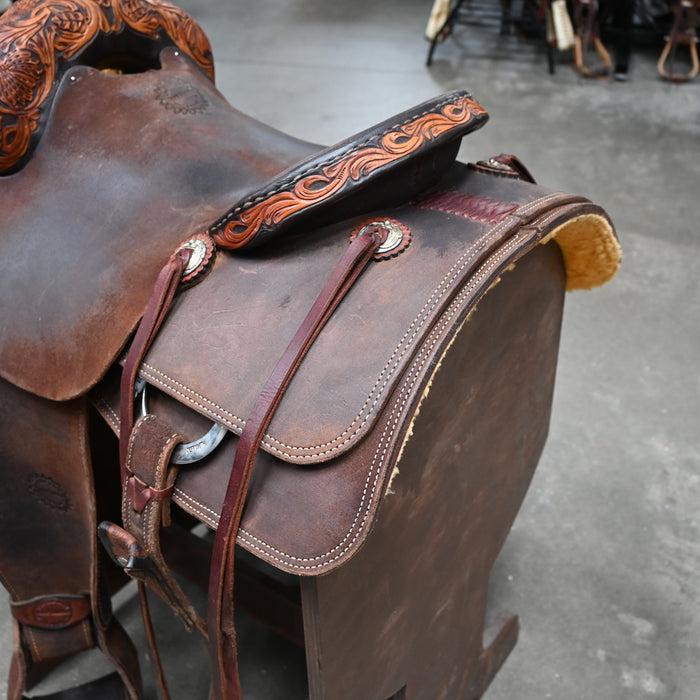 14.5" USED JEFF SMITH ROPING SADDLE Saddles - Used Jeff Smith