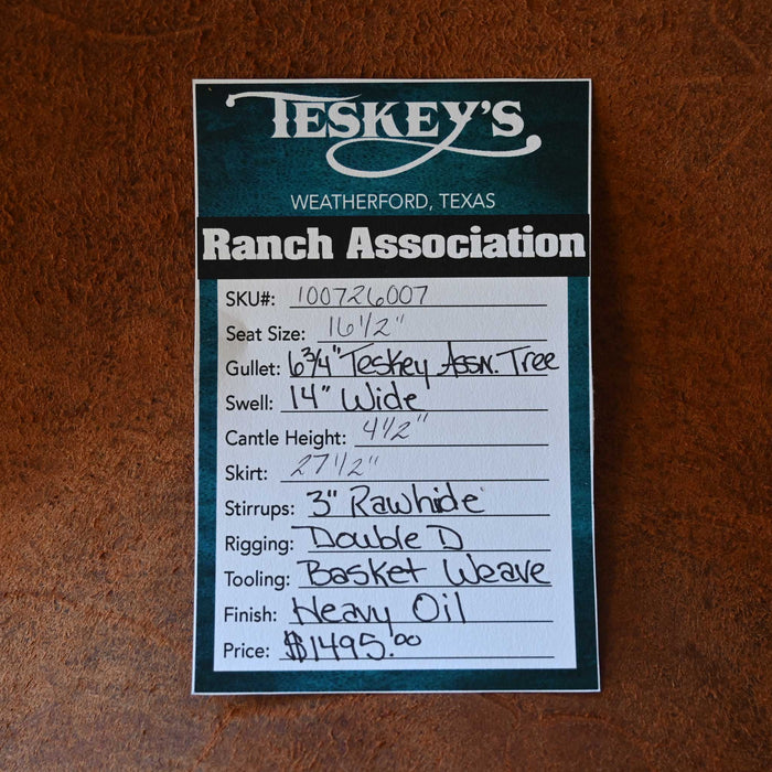 16.5" TESKEY'S RANCH ASSOCIATION SADDLE