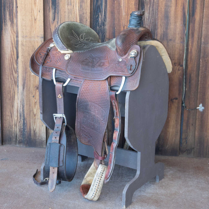 15.5" USED DOUBLE J TEAM ROPING SADDLE