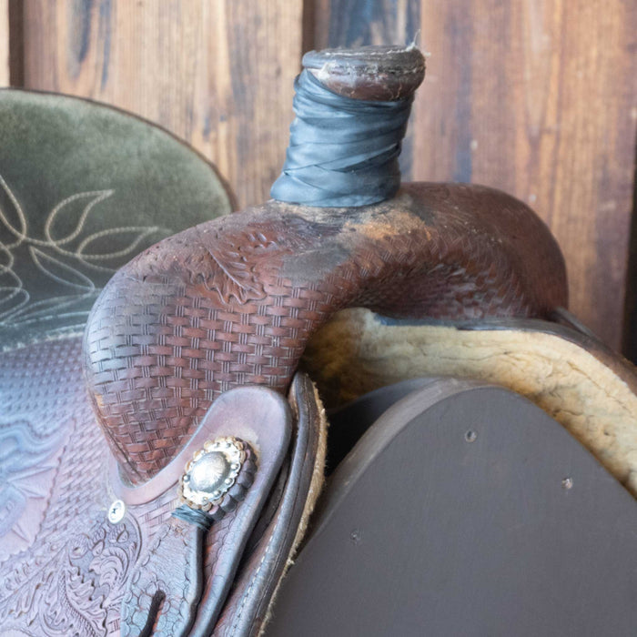 15.5" USED DOUBLE J TEAM ROPING SADDLE