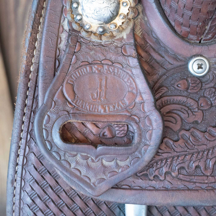 15.5" USED DOUBLE J TEAM ROPING SADDLE