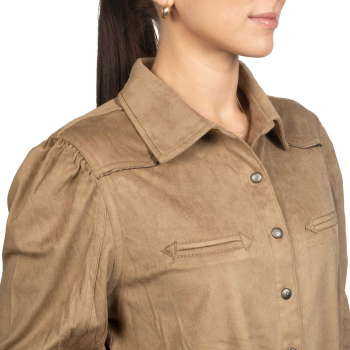Cruel Denim Women's Brown Suede Top WOMEN - Clothing - Tops - Long Sleeved Cruel Denim