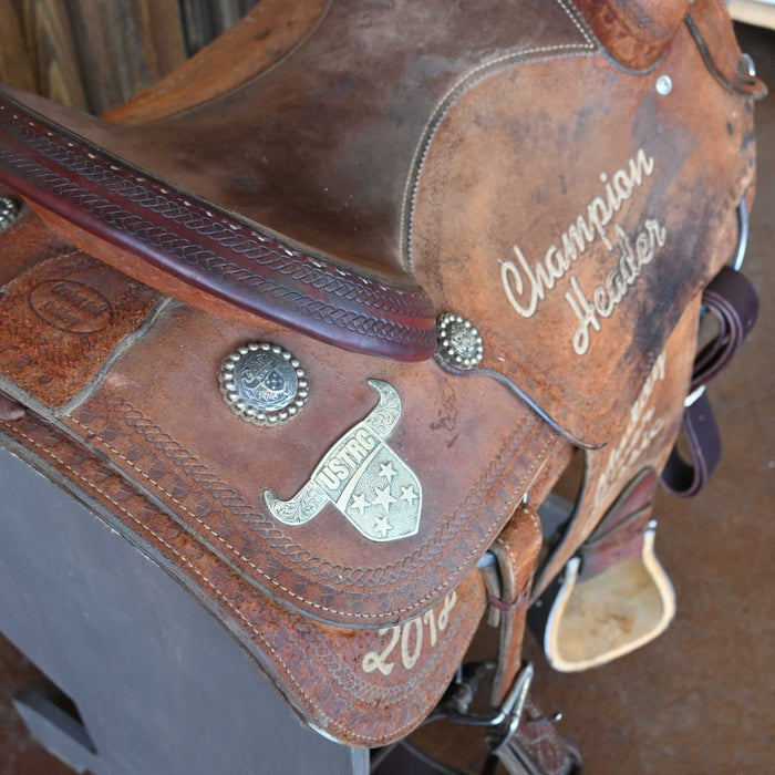 14.5" USED COWBOY GOLD TEAM ROPING TROPHY SADDLE Saddles - Used Cowboy Gold Saddlery