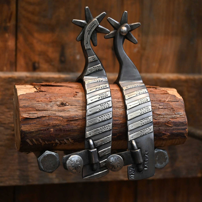 #1137 David Farkas Silver Mounted Bars 6pt. Spurs