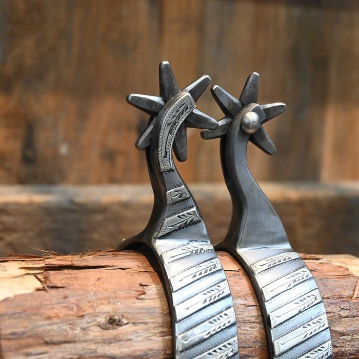 #1137 David Farkas Silver Mounted Bars 6pt. Spurs