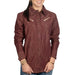 Cruel Denim Women's Stripe Burgundy Pearl Snap Shirt WOMEN - Clothing - Tops - Long Sleeved Cruel Denim