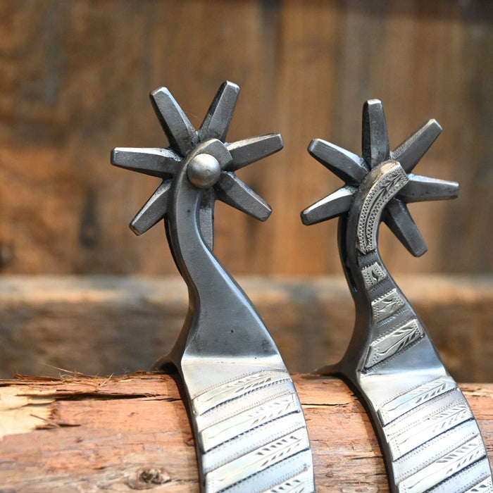 #1138 David Farkas Silver Mounted Bars 7pt. Spurs