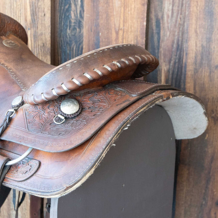 15" USED DALE FREDRICKS TEAM ROPING SADDLE