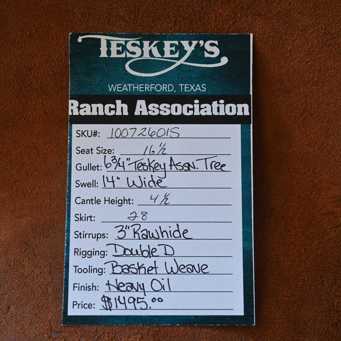 16.5" TESKEY'S RANCH ASSOCIATION SADDLE