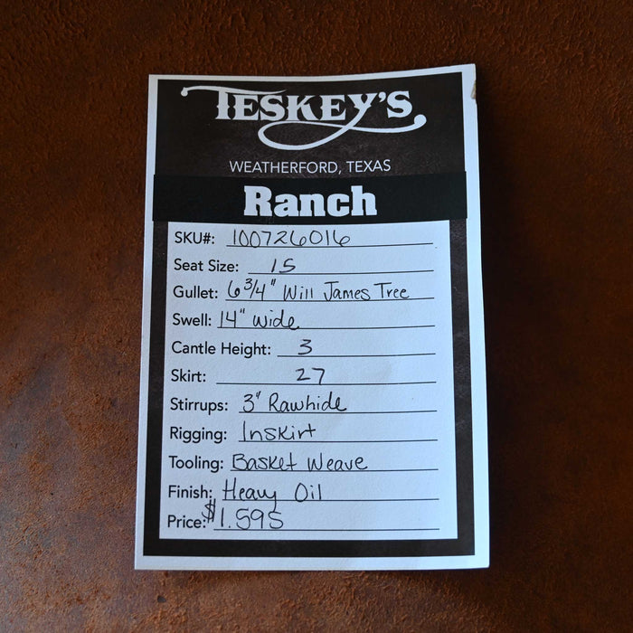 15" TESKEY'S STRIP DOWN RANCH SADDLE