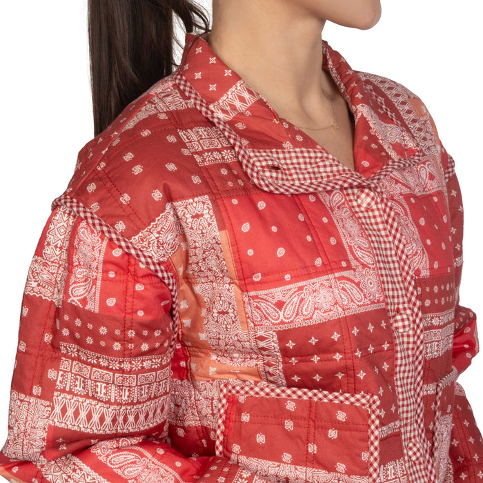 Red Bandana Quilted Patchwork Jacket WOMEN - Clothing - Outerwear - Jackets En Merci