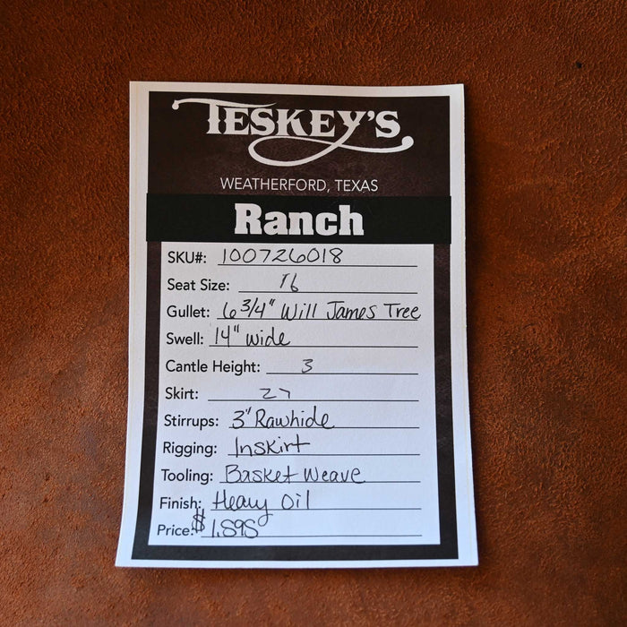 16" TESKEY'S STRIP DOWN RANCH SADDLE