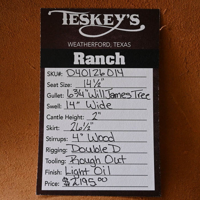 14.5" TESKEY'S RANCH SADDLE Saddles - New Teskey's Saddlery