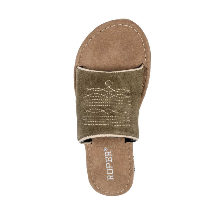 Roper Women's Hampton Green Cow Suede Slide Sandal WOMEN - Footwear - Sandals Roper Apparel & Footwear