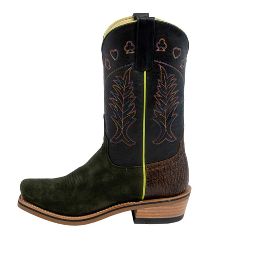 Horse Power Men's Cutter Toe High Noon Military Green Suede Black Western Boot MEN - Footwear - Western Boots Horse Power