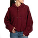 Wine Oversized Semi-Cropped Windbreaker Hoodie WOMEN - Clothing - Outerwear - Jackets La La Mia