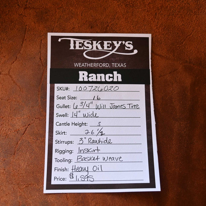 16" TESKEY'S STRIP DOWN RANCH SADDLE