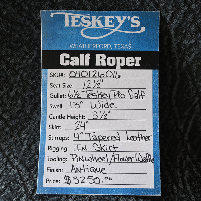 12.5" TESKEY'S CALF ROPING SADDLE Saddles - New Teskey's Saddlery