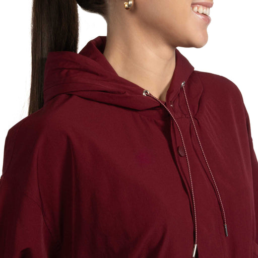 Wine Oversized Semi-Cropped Windbreaker Hoodie WOMEN - Clothing - Outerwear - Jackets La La Mia