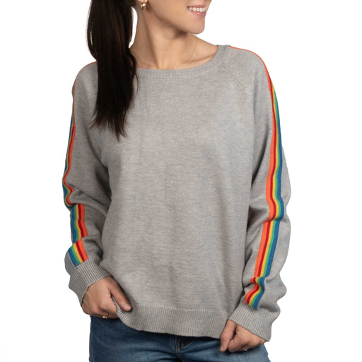 Heather Grey Rainbow Contrast Sweater WOMEN - Clothing - Sweaters & Cardigans Jodifl