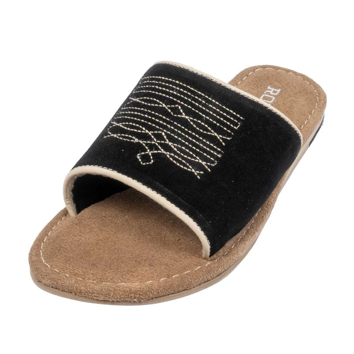 Roper Women's Hampton Black Cow Suede Slide Sandal WOMEN - Footwear - Sandals Roper Apparel & Footwear