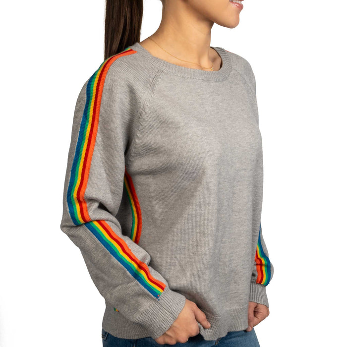 Heather Grey Rainbow Contrast Sweater WOMEN - Clothing - Sweaters & Cardigans Jodifl