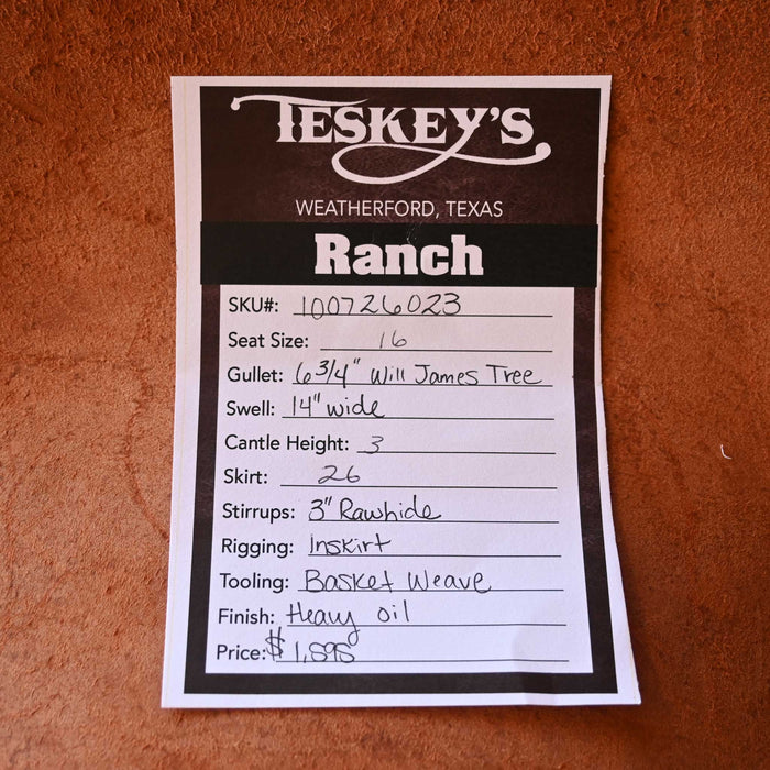 16" TESKEY'S STRIP DOWN RANCH SADDLE